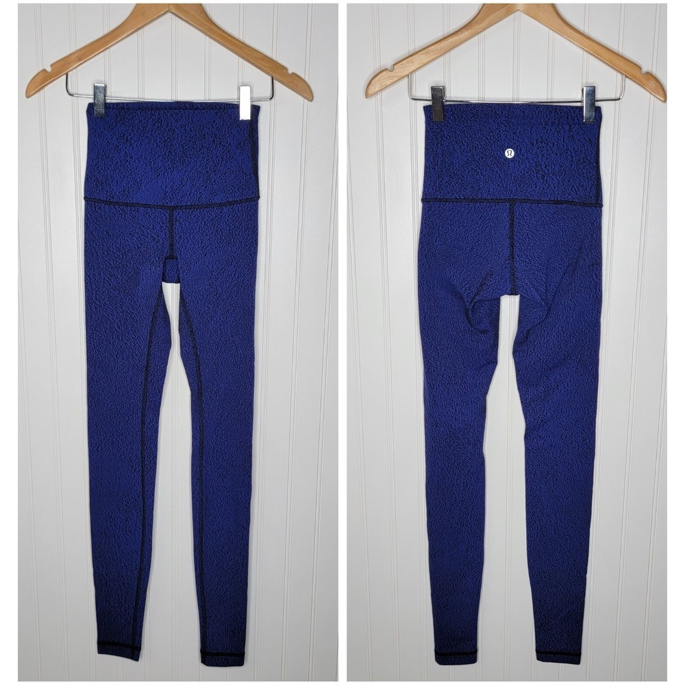 Lululemon Wunder Under HR Leggings 29" Inseam Size 2 Blue & Black